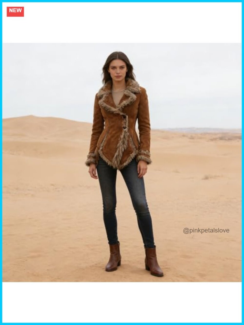 Vintage Faux Suede Jacket with Faux Fur Collar Slim Fit Aviator Style Casual - Picture 4 of 6
